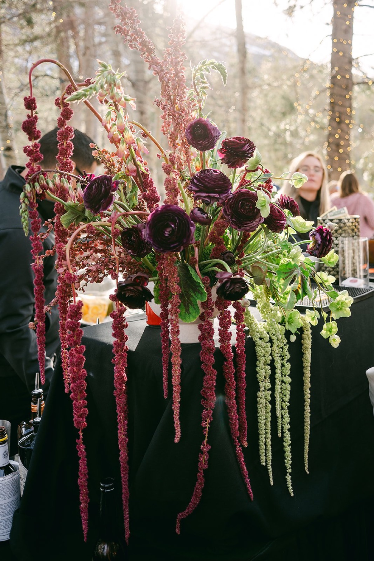 Wedding florals by Golden Flowers at Palisades Tahoe High Camp, Lake Tahoe
