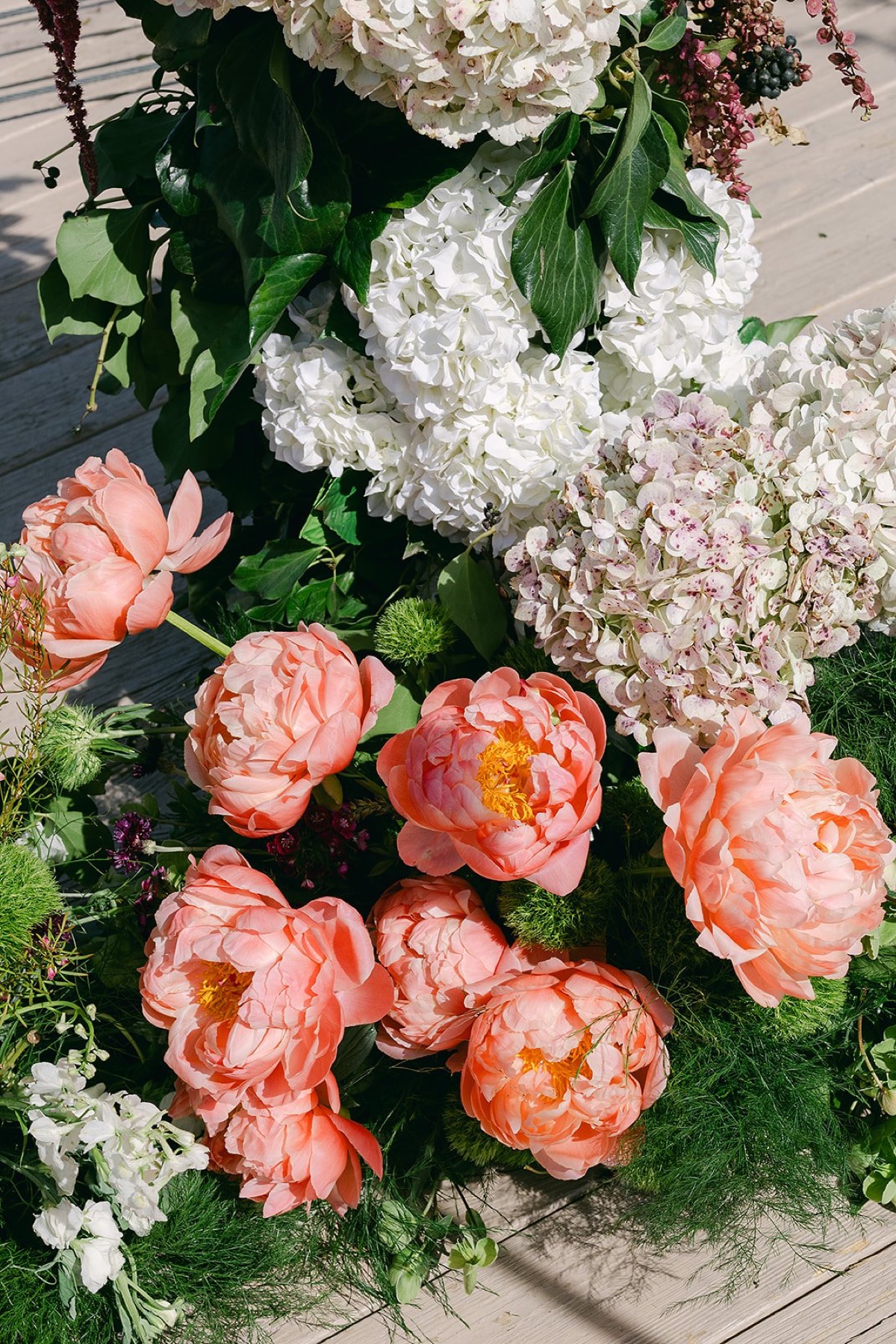 Wedding florals by Golden Flowers at Palisades Tahoe High Camp, Lake Tahoe