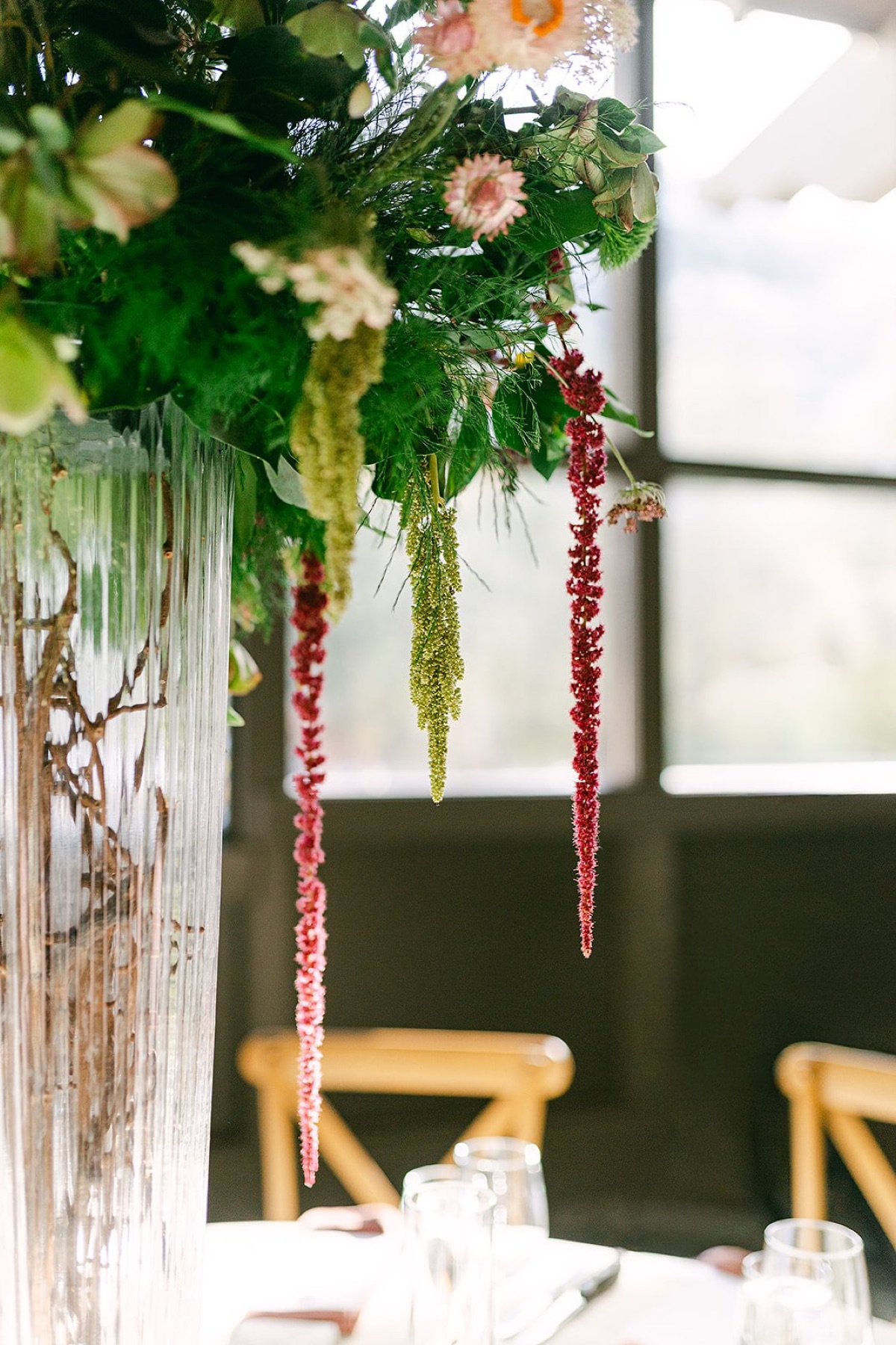 Wedding florals by Golden Flowers at Palisades Tahoe High Camp, Lake Tahoe