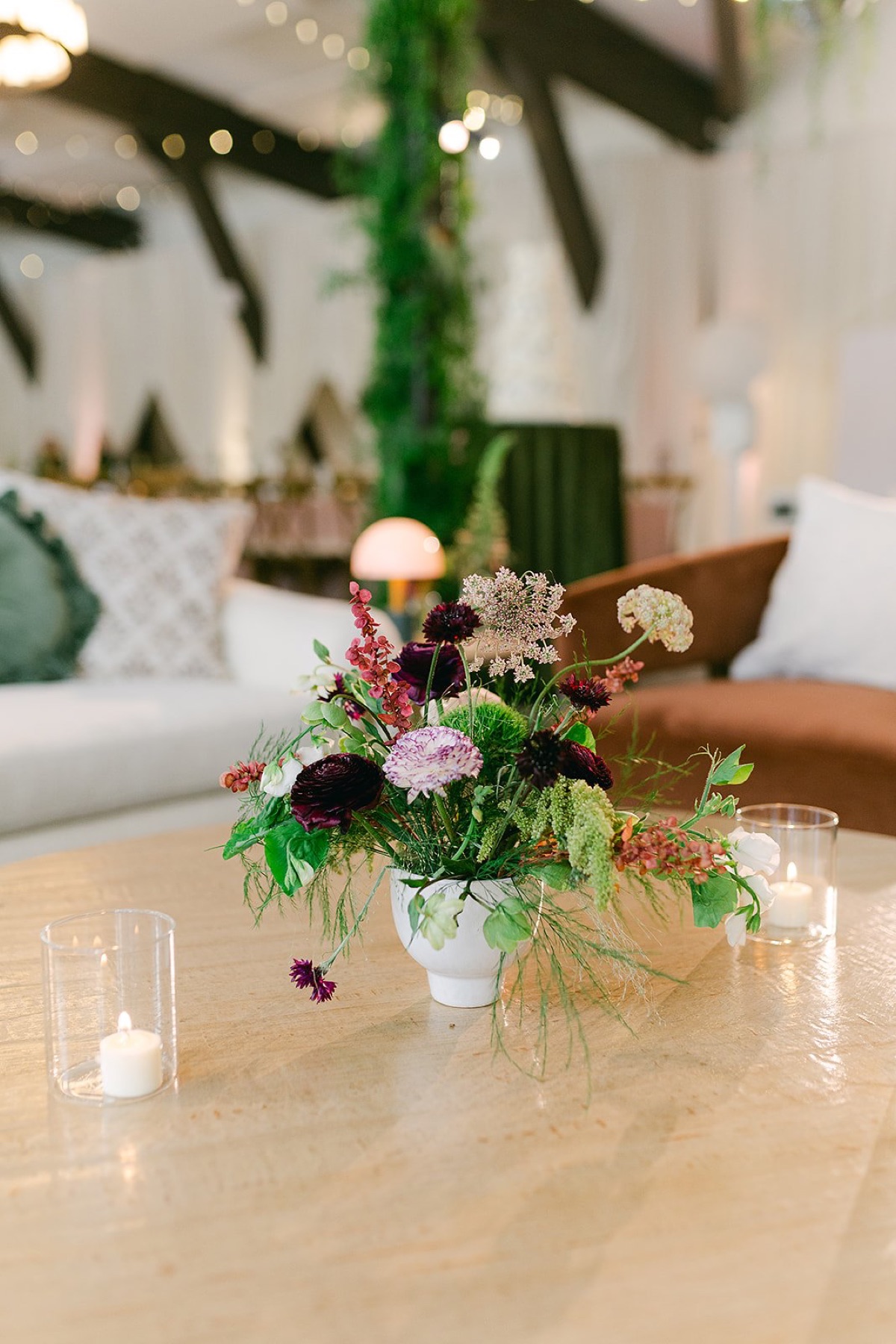 Wedding florals by Golden Flowers at Palisades Tahoe High Camp, Lake Tahoe